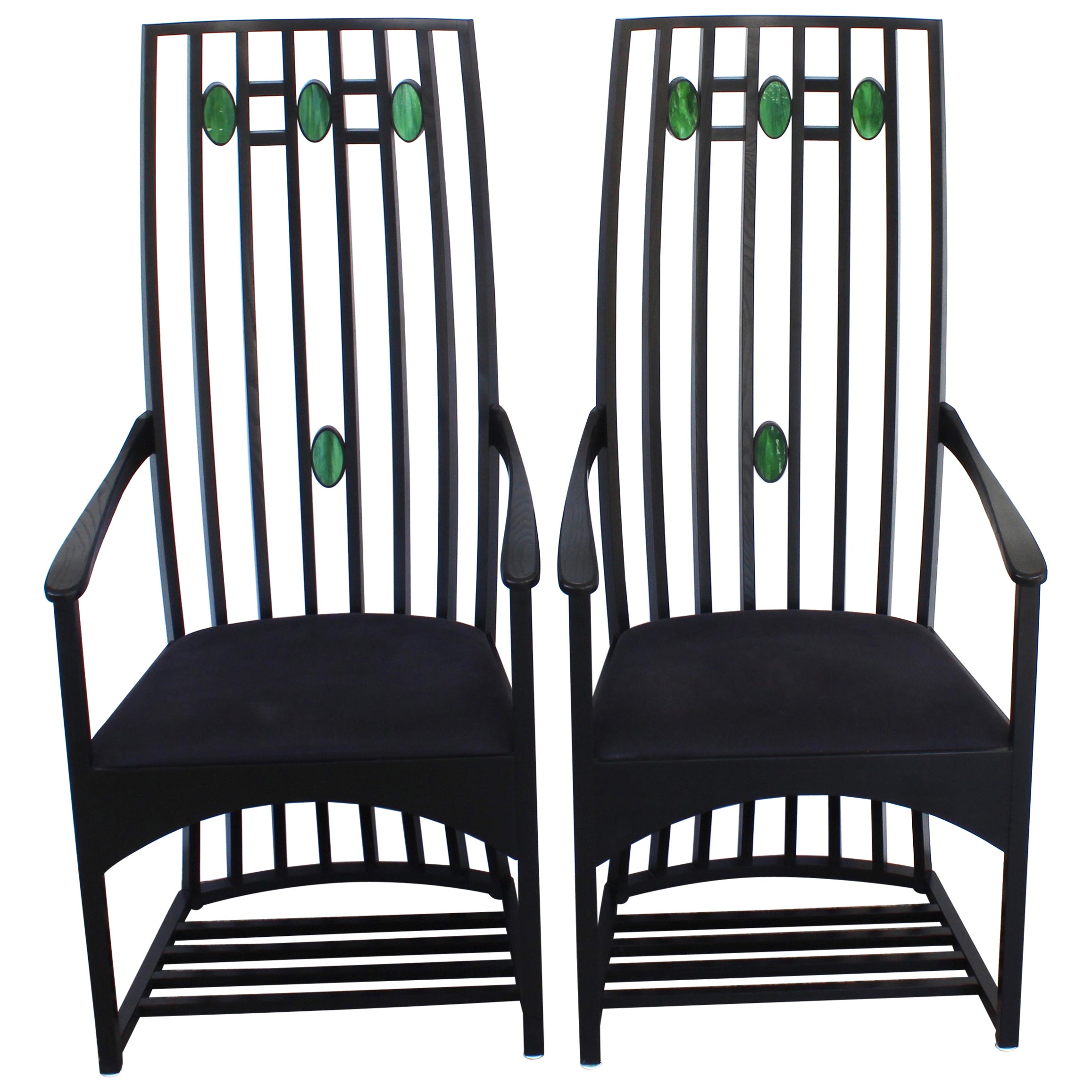 Pair of Arm Chairs in the Style of Charles Rennie Mackintosh For Sale