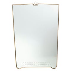 Italian Crystal Mirror with Brass Frame and Etching from the 1930s