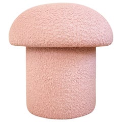 Mushroom Ottoman in Blush Pink Boucle