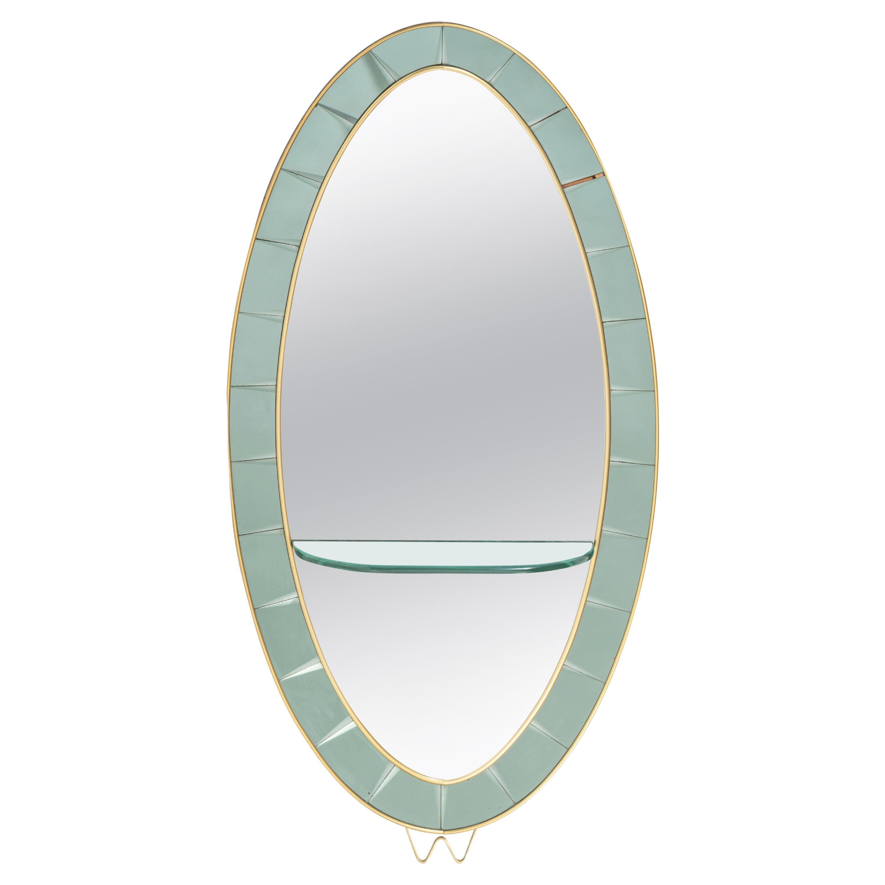 Crystal Arte Oval Standing Mirror with Beveled Cobalt Glass Frame at