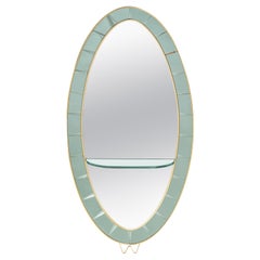 Cristal Arte Mirror - Standing Oval, Colored Beveled Glass Frame w/ Murano Shelf