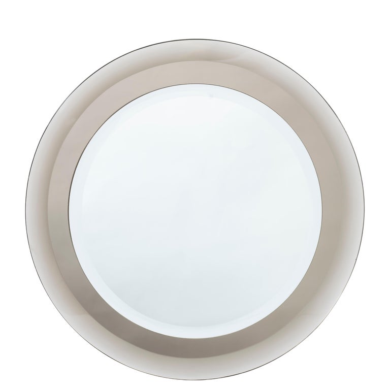 Round Cristal Arte Mirror, Ground and Beveled 1960 For Sale
