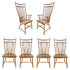 S Bent Bros. Retro Modern Windsor Chairs, Set of 6, 1960s