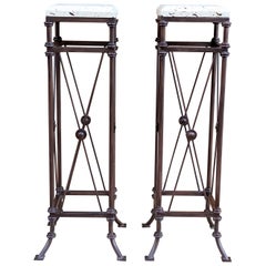 Directoire Style Wrought Iron Mid-Century Pedestals for Art Objects or Plants