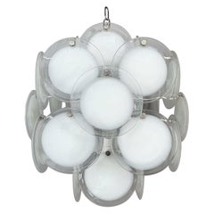 Murano Glass Disc Chandelier Milky Glass Mid Century 1970s