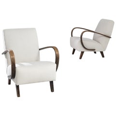 Mid-Century Beige Upholstered Armchairs, H-410 by Jindrich Halabala