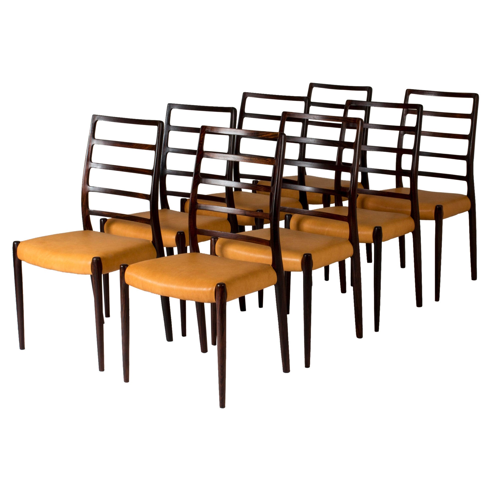 Set of Eight Dining Chairs by Niels O. Møller, Denmark, 1950s