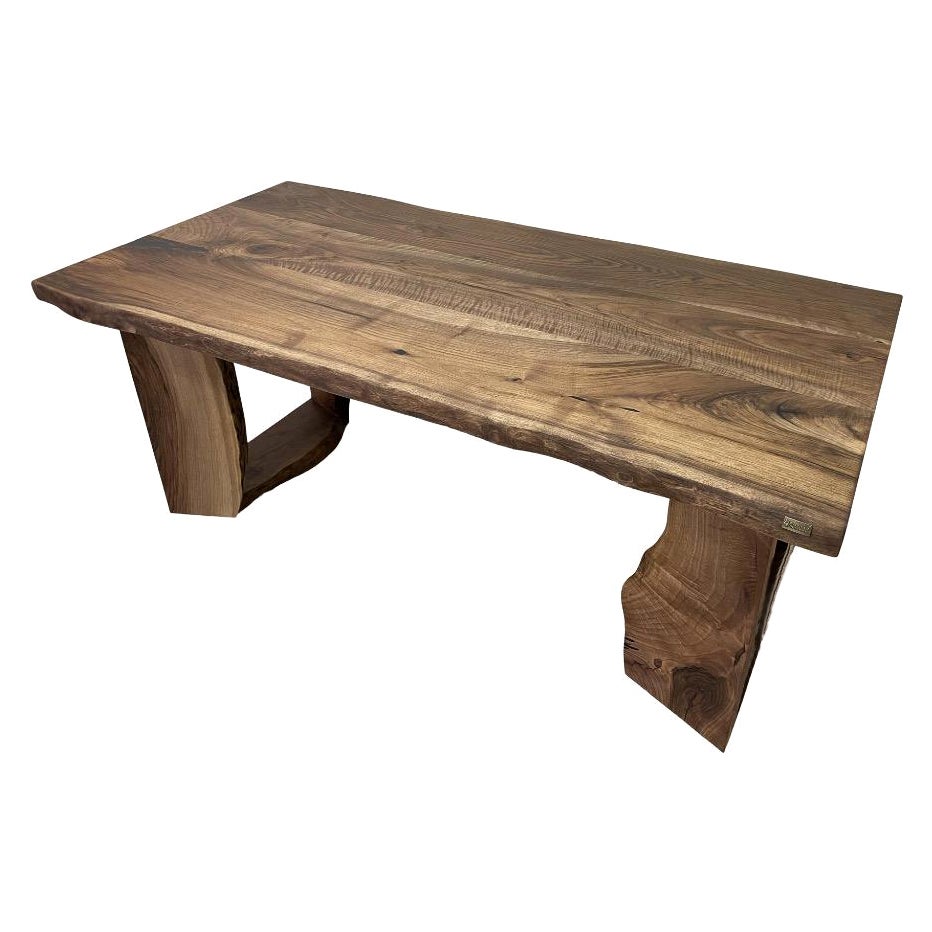 Rectangular Natural Form Pedestal Dining Table, Solid Walnut Wood, Made to Order For Sale