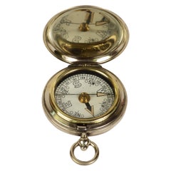 1918s Pocket Brass Compass by British Aviation Officers WW1 Antique Instrument