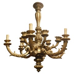 Chandelier in Gilded and Carved Wood, Second Half of the 19th Century, Italy