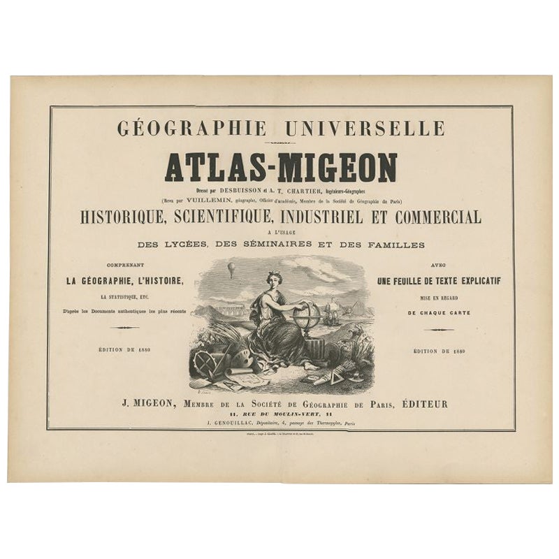 Antique Title Page of Géographie Universelle Atlas-Migeon, 1880