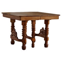 Late 19th Century Square Dining / Desk Table, Baroque, Danish Cabinetmaker