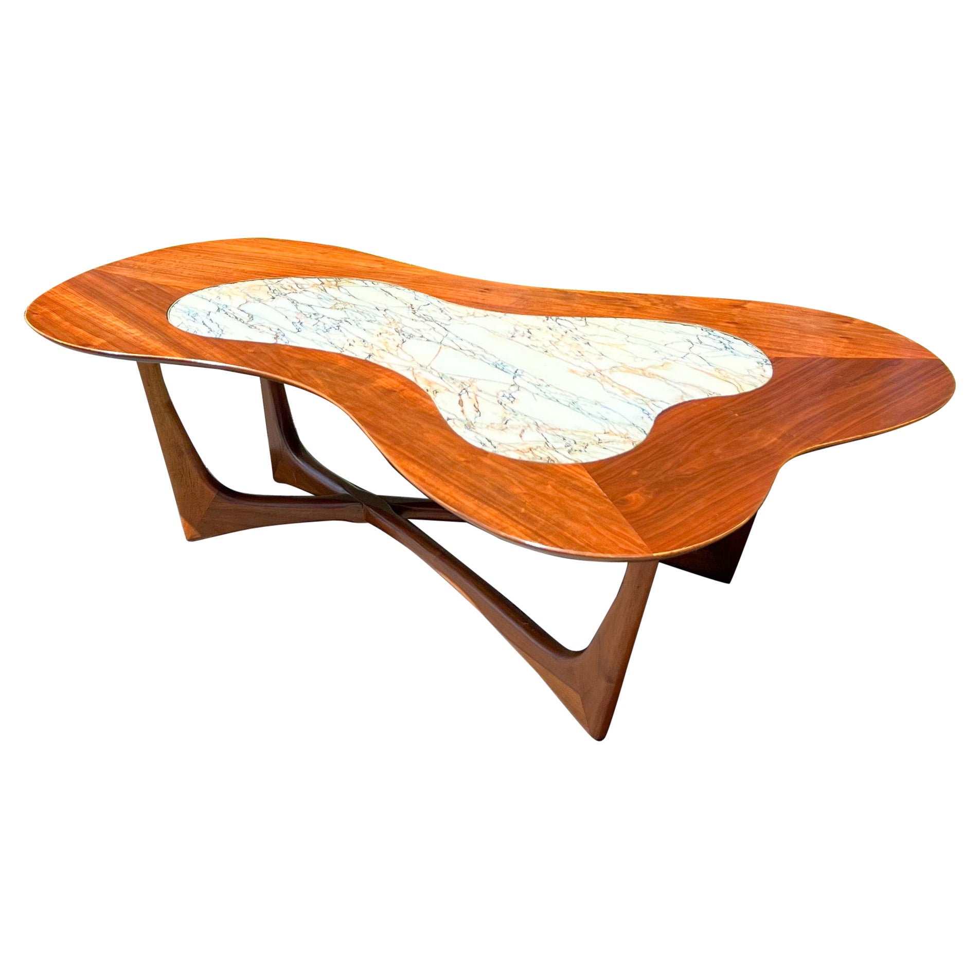 Mid-Century Modern Erno Fabry Biomorphic Coffee Table Walnut/Glass Coffee Table