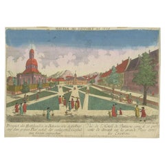 Ancienne estampe de l'hôtel de ville de Batavia "Jakarta" dans les Antilles orientales néerlandaises, 1770