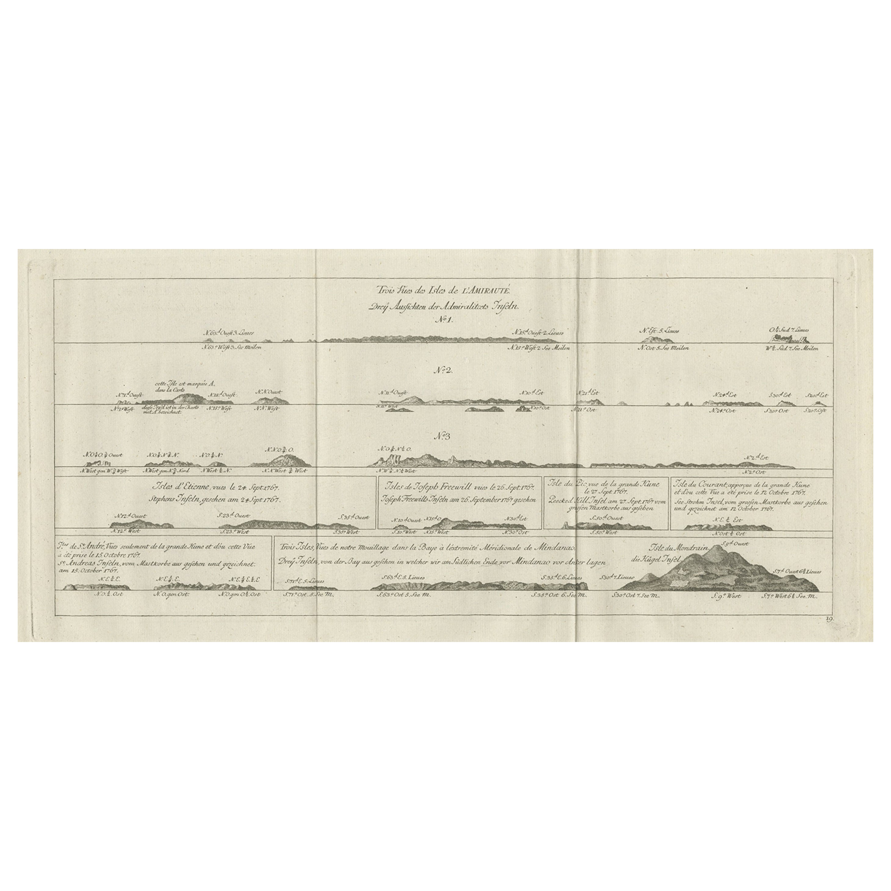 Gravure ancienne originale des îles de l'amiralté 'Bismarck Archipelago', 1774