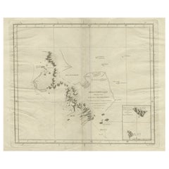 Antique Map of Kerguelens Island Coast in the Indian Ocean by Cook, 1785