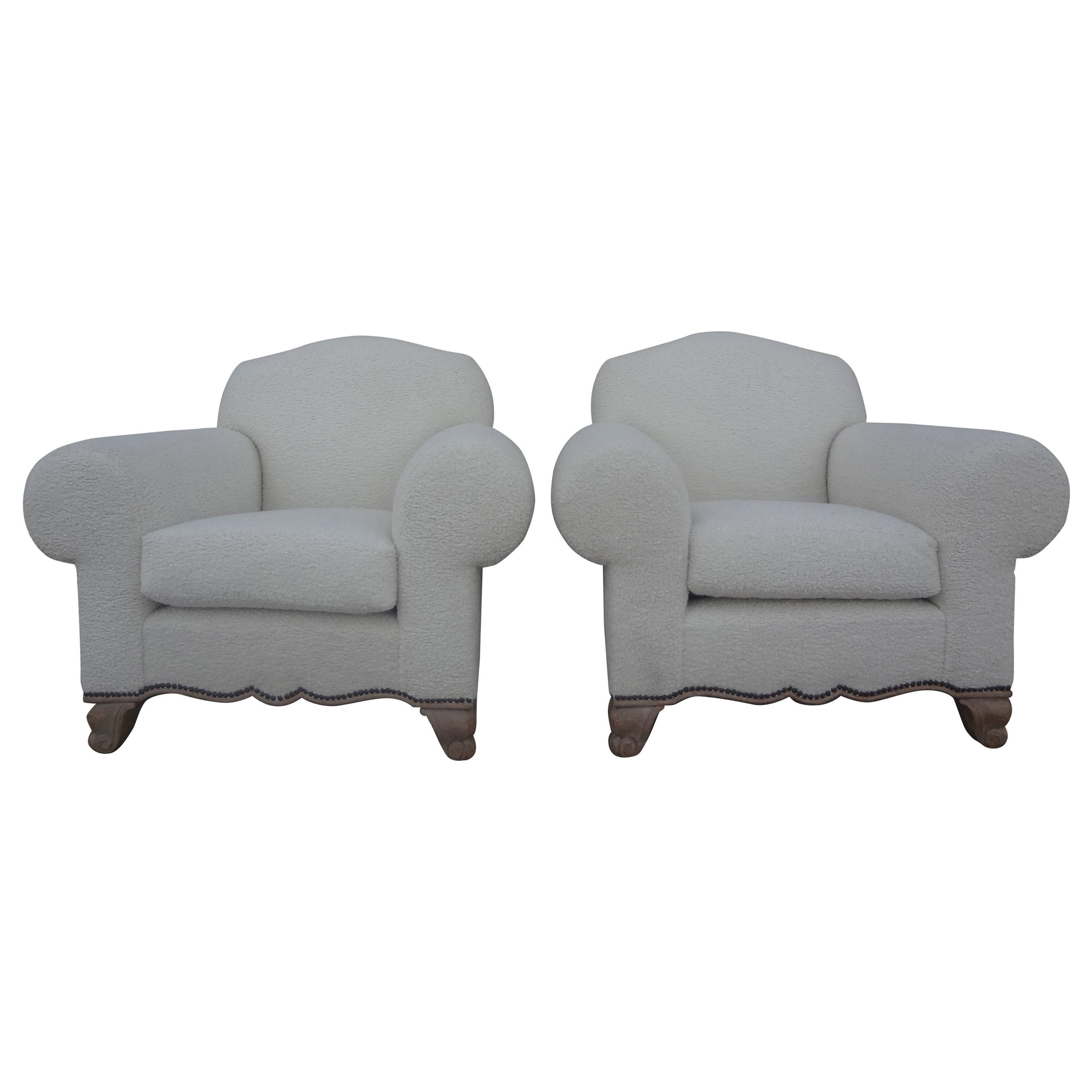 Pair of French Art Deco Club Chairs by Jacques Adnet