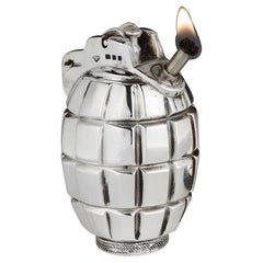 Vintage 1941 Sterling Silver 'Grenade' Table Lighter by Goldsmiths & Silversmiths Co.