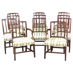Georgian Set of 11 Sheraton Mahogany Dining Chairs