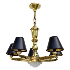 Atelier Petitot French Bronze & Brass 6 Light Round Chandelier Neoclassical