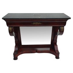 Very Fine 19th Century Flame Mahogany Marble Top Console Table
