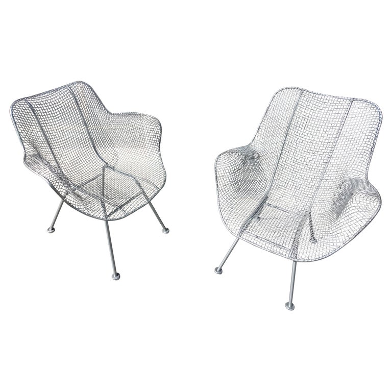 Near Pair of Woodard Sculptura Lounge Armchairs Restored For Sale