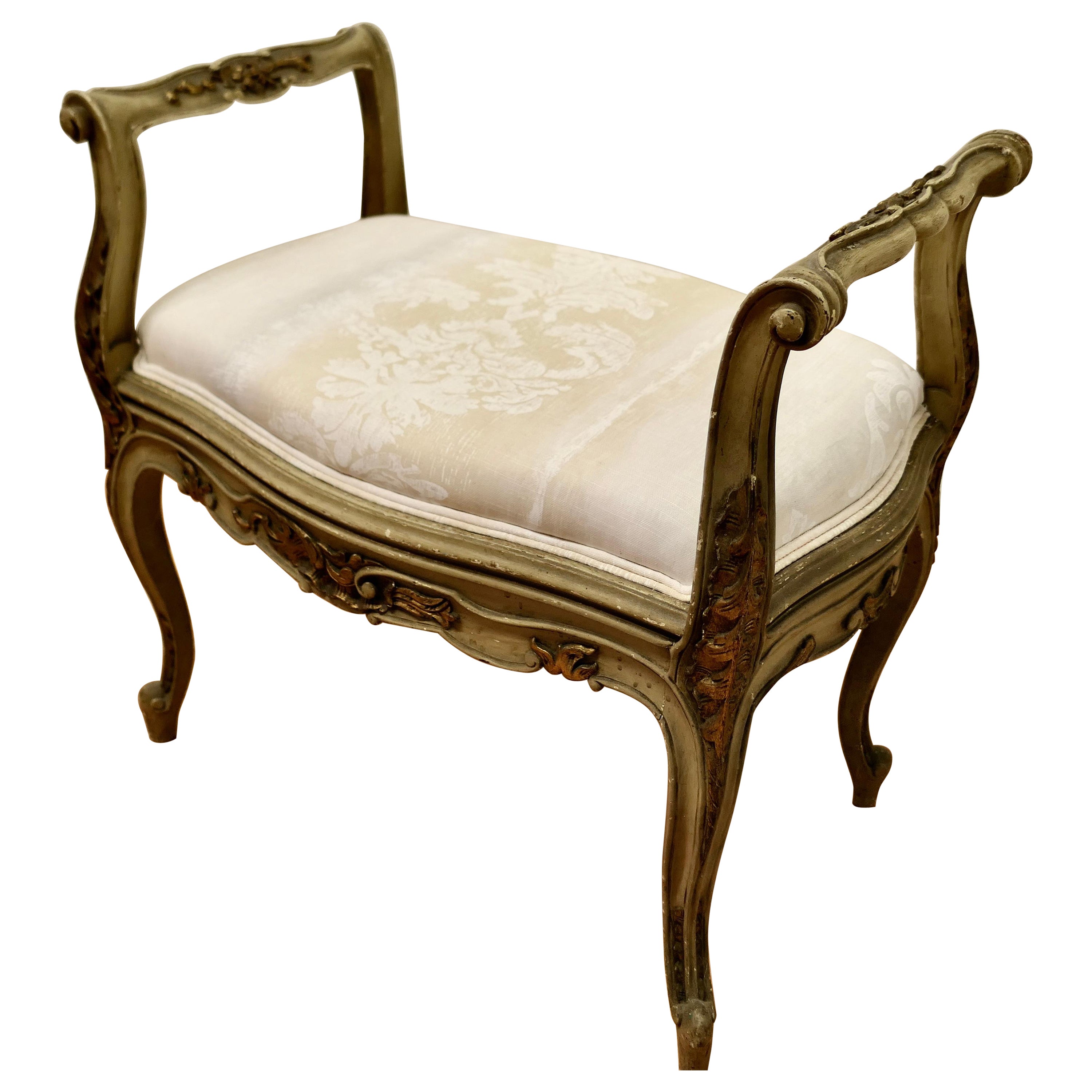 Original Painted French Louis Philippe Boudoir Window Seat For Sale