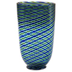 Vintage 20th Century Barovier & Toso Murano Glass Vase in Colored Stripes '60s