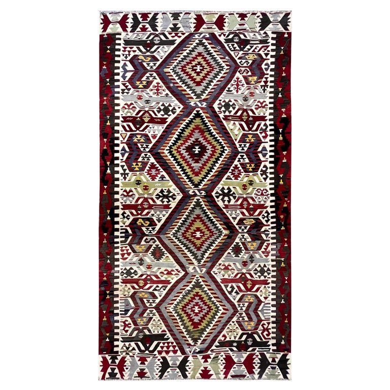 Geometric Kilim Rug Antique Traditional Handmade Carpet Area Rug For