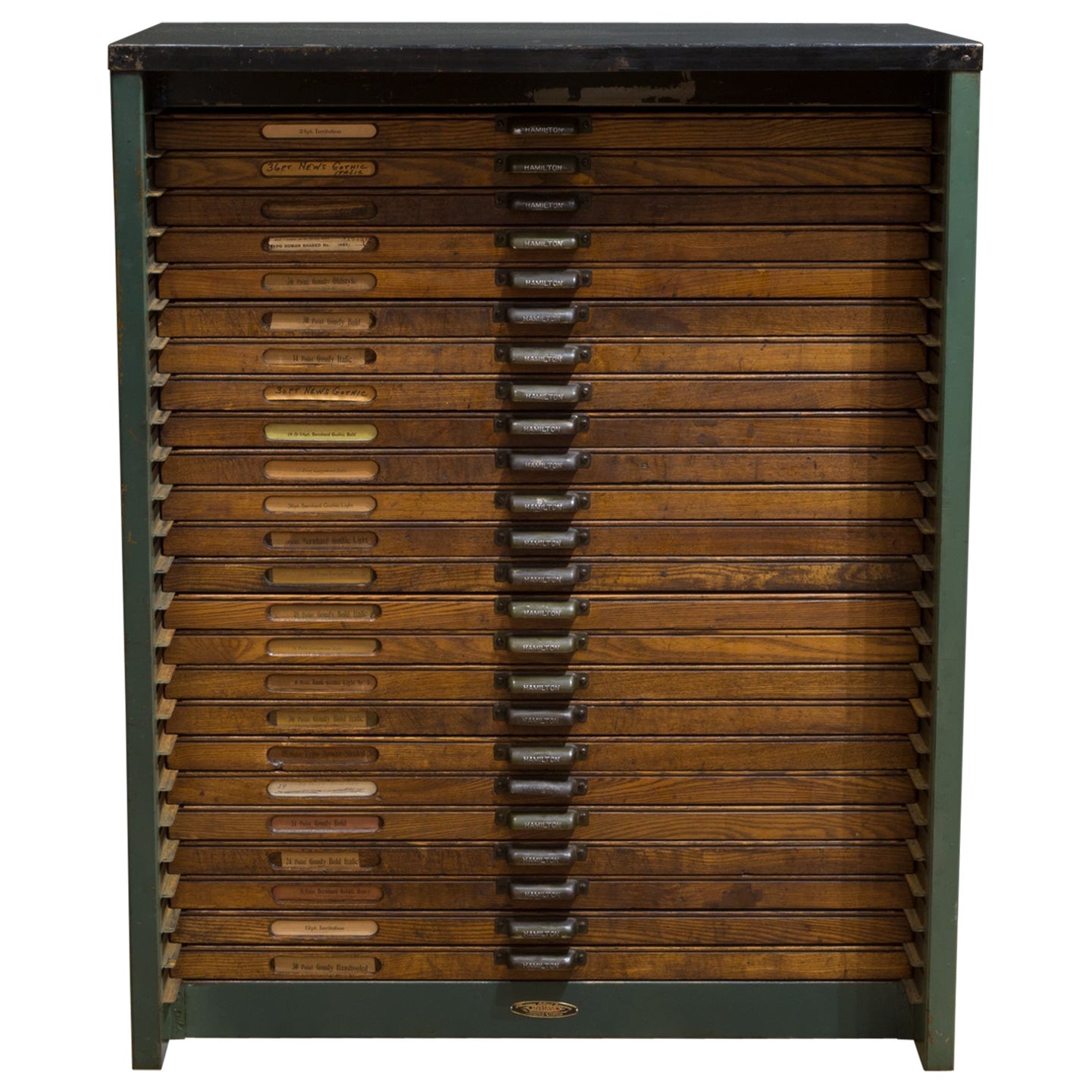 Antique Hamilton Industrial Typesetter's 24 Drawer Cabinet, c.1920-1930