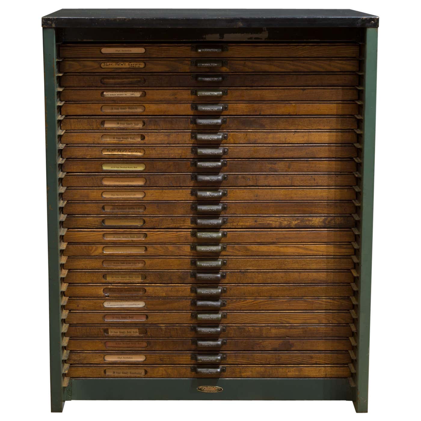 Typesetting Drawer Antique Hamilton Industrial Typesetter's 24 Drawer Cabinet, c.1920-1930 ...