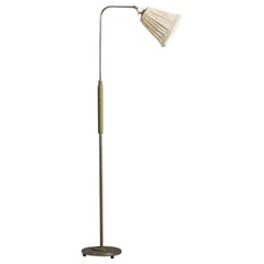 Swedish Designer, Floor Lamp, Metal, Bakelite, Grasscloth, Sweden, 1930s