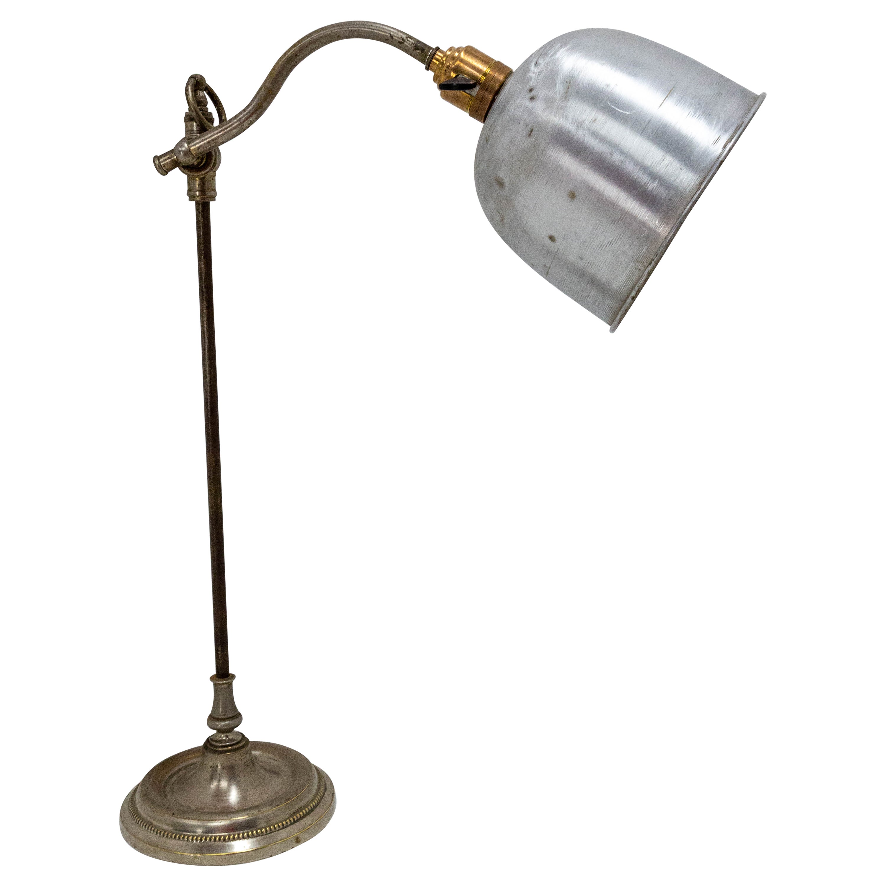 Französische Art-déco-Tischlampe, Aluminium, um 1930