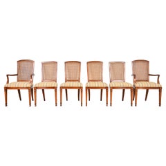 Vintage Kindel Furniture French Louis XVI Cherry Cane Back Dining Chairs, Set of Six