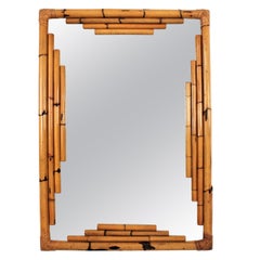 Bamboo Rattan Large Rectangular Wall Mirror