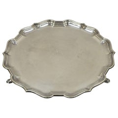 Roberts & Belk England Silver Plate Regency Square Footed Scalloped Tray