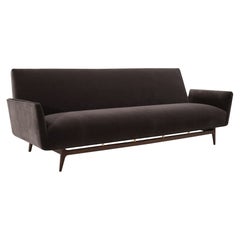 Brass-Accented Scandinavian Modern Sofa in Mohair, C. 1950s