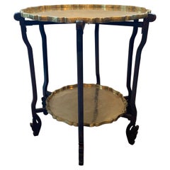 Mid-20th Century Anglo Indian Brass and Wood Folding Tray Table