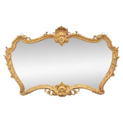 Antique Mirror continentale intagliato e dorato a forma di cartiglio