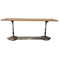 Table console française du XIXe siècle avec base en fer