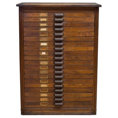 19th C. Industrial Typesetter's 20 Drawer Cabinet C.1890