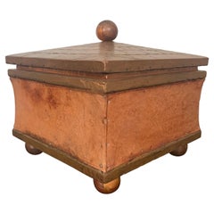 Karl Springer Style Copper and Leather Decorative Box