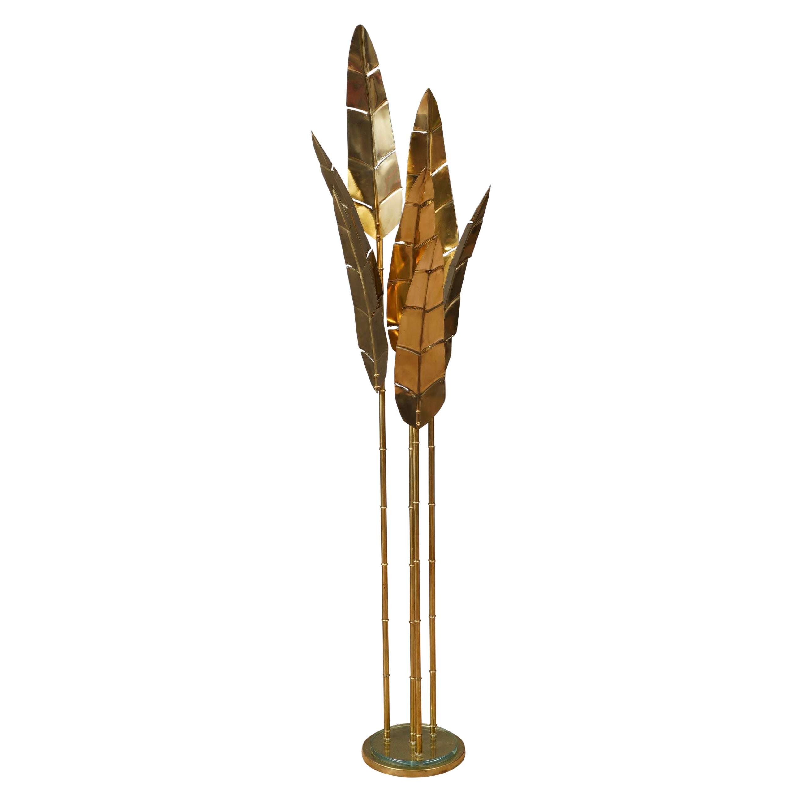 MidCentury Brass and Glass FloorLamp, 2020 For Sale