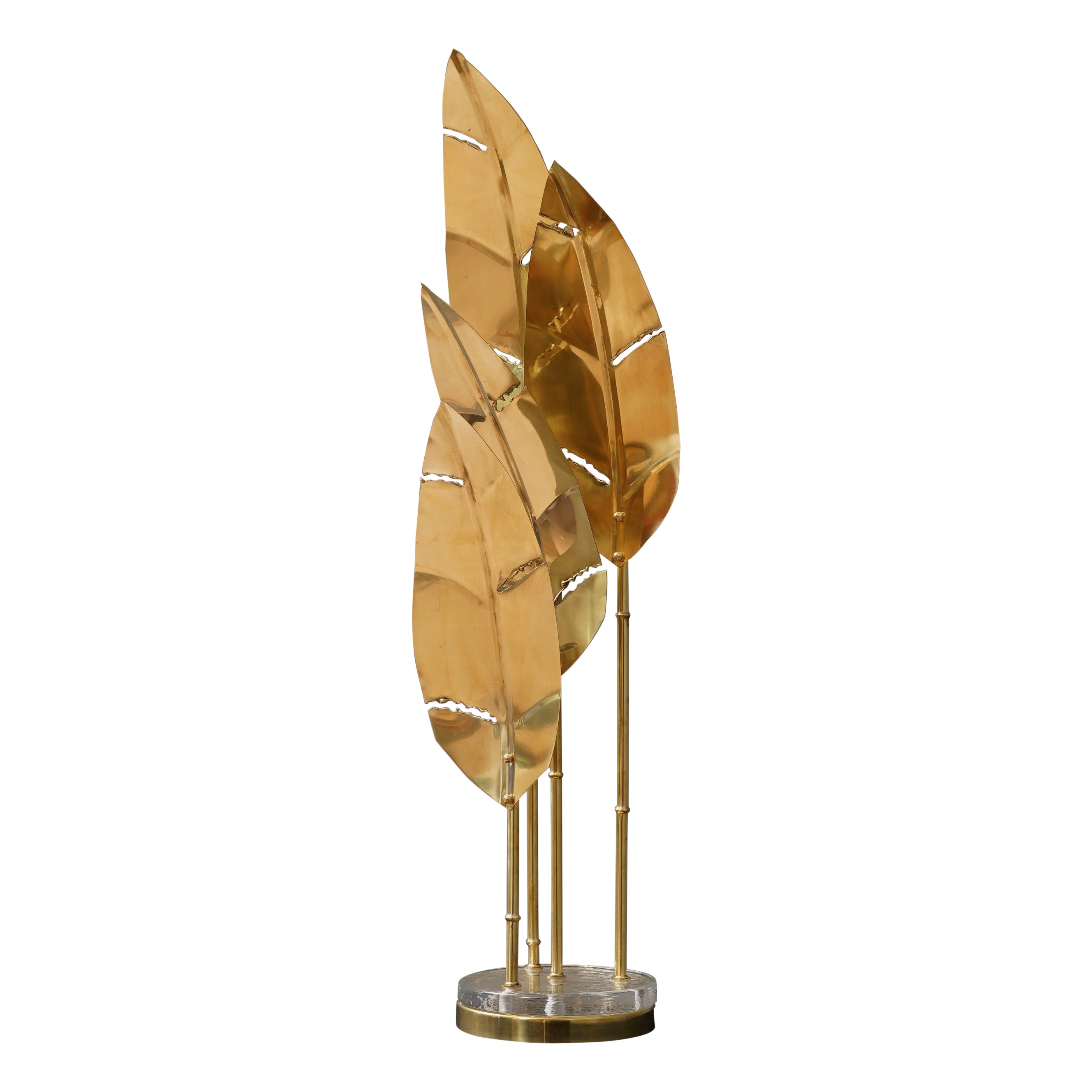 MidCentury Brass and Glass Table Lamp, 2020 For Sale