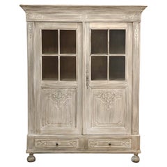 19th Century Country French Louis XIV Whitewashed Bookcase