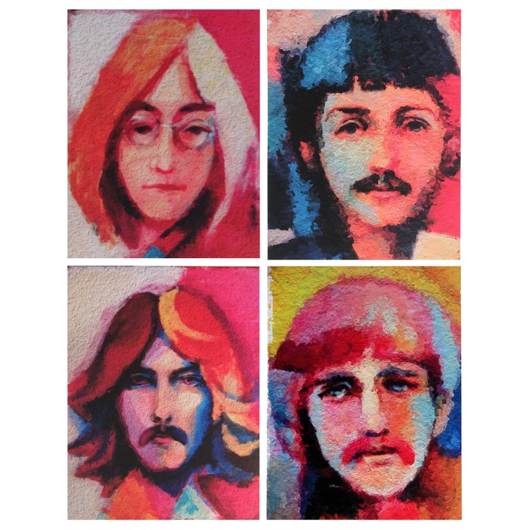 Set of 4 Beatle Portraits Lithographs by David Adickes 2017 3/20 For Sale