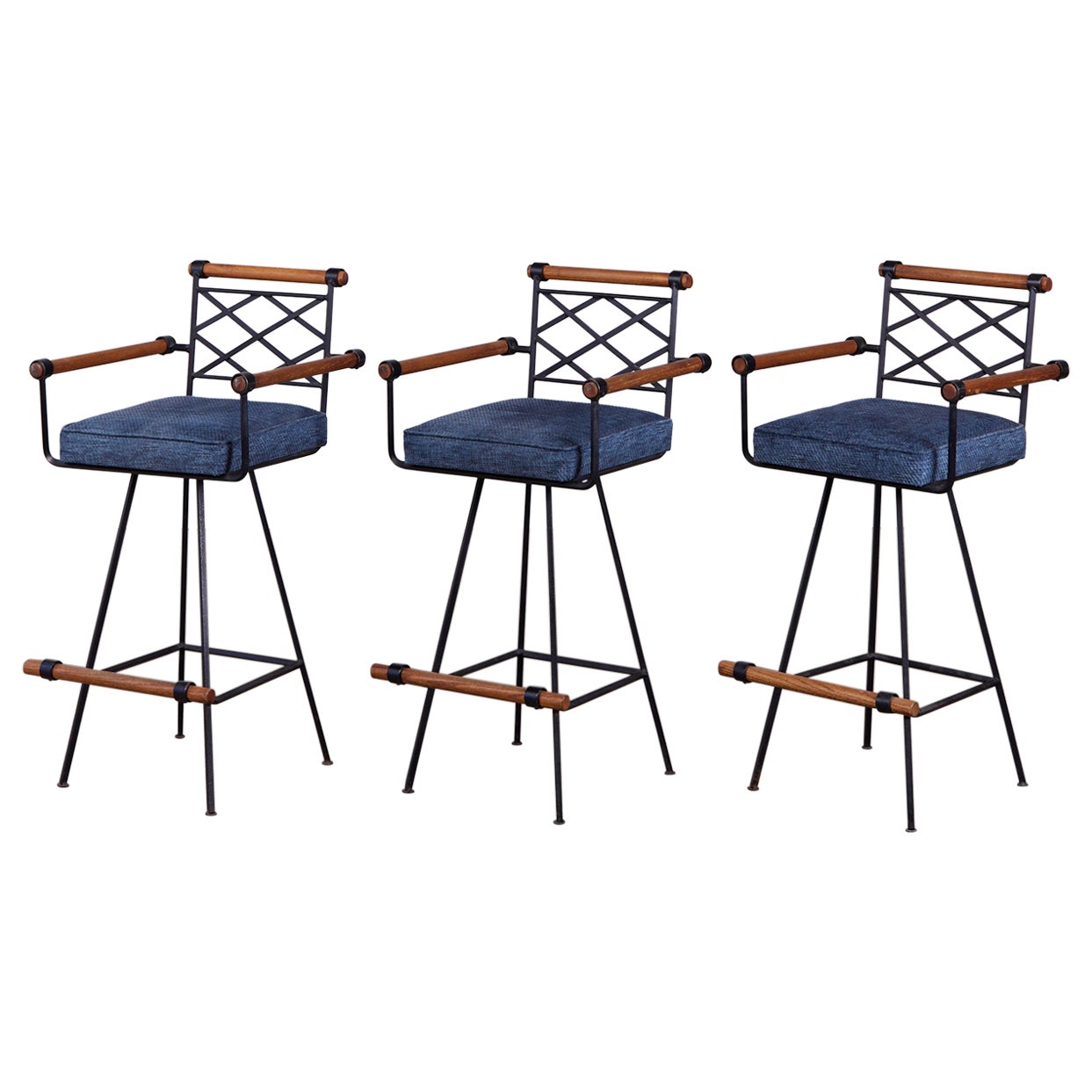Set of Three Bar Stools for Inca Products in the Style of Cleo Baldon