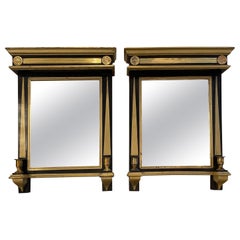 Pair of 19th C. Baltic Brass and Ebonized Wood Wall Mirrors