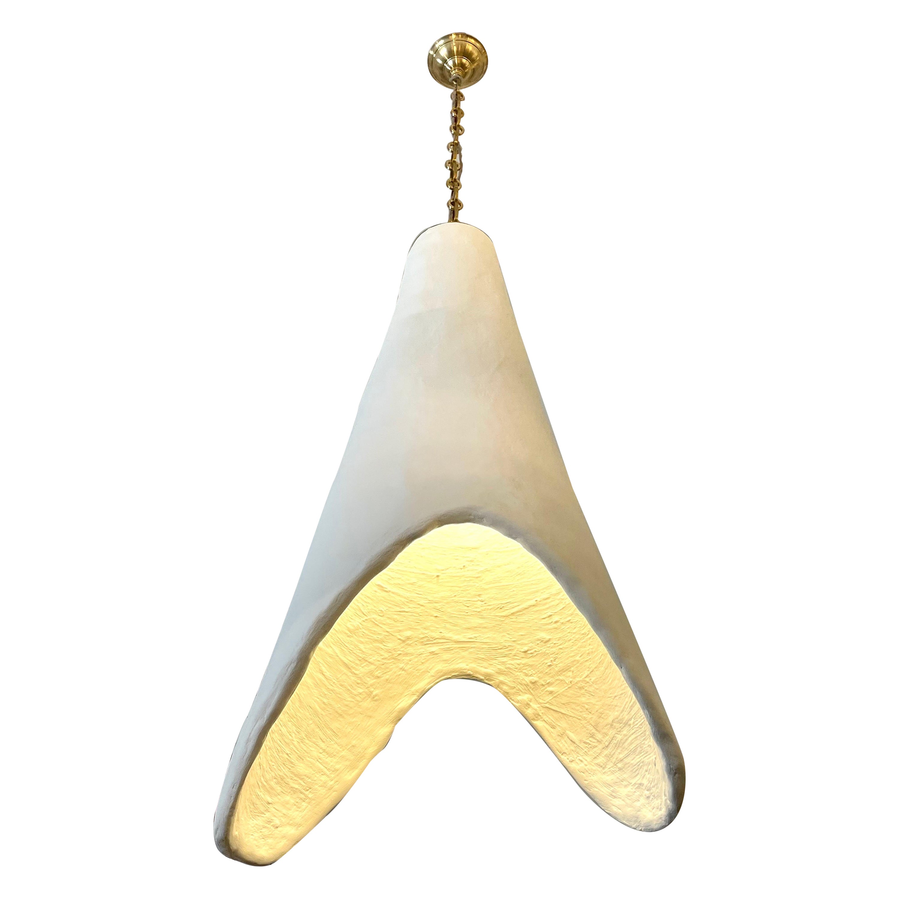 Organic Oversized Cone Pendant in French Plaster For Sale