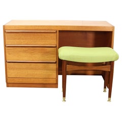 Mid-Century Modern Teak Desk Vanity and Stool by Beithcraft of Scotland